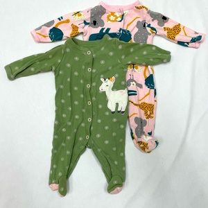 Carter’s onesie pajamas set of 2, button up, 3 month